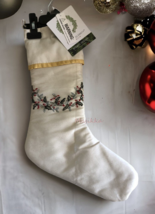 Secret Celebrity Beaded Embroidered Holly Garland Christmas Stocking 19 ... - £38.35 GBP
