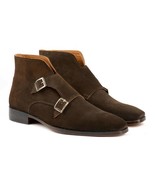 Paul Parkman Mens Shoes Boots Brown Suede Double Monkstrap Handmade 8154... - $672.38 CAD