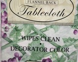 Thin Flannel Back Vinyl Tablecloth 52&quot; x 70&quot; Oval, PURPLE GRAPES &amp; LEAVE... - $8.90