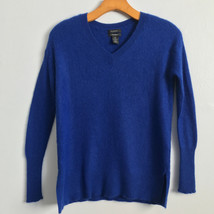 Halogen Cashmere Sweater 2XS Cobalt Blue V Neck Long Sleeve Knit Casual ... - £16.82 GBP
