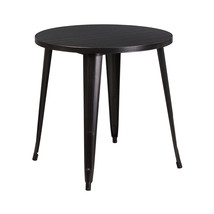 Flash Furniture 30 in. Round Black-Antique Gold Metal Indoor &amp; Outdoor T... - $217.81