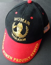 Woman Warrior Veteran Proudly Served Embroidered Baseball Cap Hat - £9.07 GBP