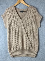 Cable knit Alpaca Peru Sweater Vest Womens L Sleeveless Minimalist Simple  - £29.97 GBP