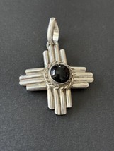 Robert Yellowhorse  Navajo - Zia Pendant 2 - Sterling /  Jet - $148.49