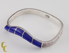 Taxco Mexico Sterling Silver Lapis Lazuli Inlay Bracelet Gorgeous! - £186.41 GBP