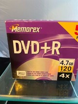New Sealed Memorex DVD+R 5 Pack - 4x 4.7 GB 120 minutes PC Home Or Video Use - £7.76 GBP