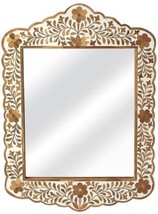 Wall Mirror Distressed White Black Brass Cream Pine Gray Teak Inlay Bone Resin - £470.73 GBP