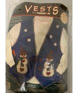 New Vintage 1996 Felt Vest Kit Applique Snowmen &amp; Stars From Dimensions - $19.49