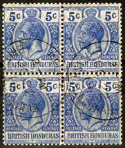 ZAYIX British Honduras 87 Used Block Royalty King George V 071423S182 - £23.17 GBP