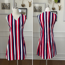 Vintage 60s Mod Stripe GoGo Mini Dress Red Blue S - $36.00
