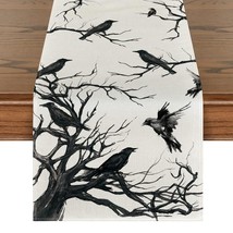 Silhouette Tree Crows Halloween Table Runner, Branches Fall Kitchen Dini... - £21.92 GBP