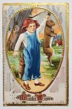 Easter Greetings Child Caught The Bunny Rabbit  Postcard O25 - $7.95