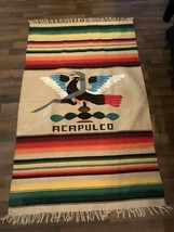 Vintage Mexican ACAPULCO Wool Saddle Blanket 50”x 78” - £31.42 GBP