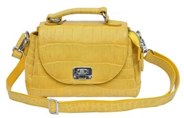 Splendid Rob Roy Yellow Nice Look Pure Crocodile Belly Leather Women Hand Bag - £625.90 GBP