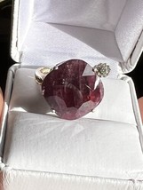 Huge 14k gold SS diamonds, 40.49ct cushion cut heated ruby engagement ring 7.2 - £13,378.40 GBP