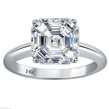 5.00 CTW Asscher Cut Solitaire Wedding Engagement  Ring Set In 14k White... - $385.11