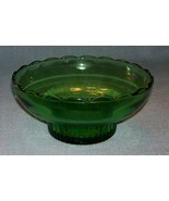 Vtg  EO BRODY Green Glass Compote Bowl M2000 Scalloped Rim Fluted Pedest... - $6.78 CAD