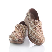 Sanita Brown Beige Earthtone Textile Clogs Slip On Shoes Womens 39 US 8.5 9 - $39.44