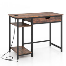 Computer Desk with Charging Station and Drawer &amp; Adjustable Shelf-Rustic... - $169.39