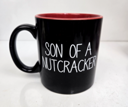 Son of a Nutcracker Large Coffee Mug Black &amp; Red Elf Movie Holiday - £15.72 GBP