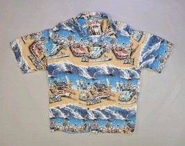 Reyn Spooner Shirt Mens Extra Large Art of Eddy Y Hawaiian Beach Surf Woody - $39.38