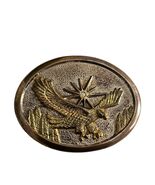 Vintage Eagle Belt Buckle Western Americana Flying Eagle Star Forest Sce... - $22.50