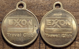 Houston, Texas TX Exxon Travel Club Brass Key Fob Tag Token Set of 2 - £6.29 GBP