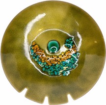 MCM Bovano of Cheshire CT Ashtray 9&quot; Green/Teal Handcrafted Enamel on Co... - $66.64