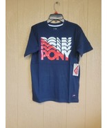 Pony Boys T-Shirt sz M (10/12) Blue with Red &amp; White Graphics - £15.12 GBP