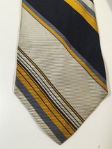 Vintage Alessandro Silk Tie - Yellow, Blue, White, Striped Pattern - 4&quot; ... - £11.79 GBP