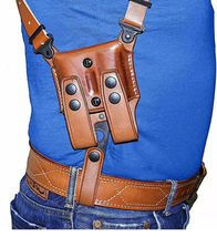 Fits CZ P-09 4.5”BBL Leather Vertical Shoulder Holster Double Magazine #1502# RH image 4