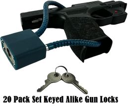 20 Pack KEYED ALIKE Cable Gun Locks with Keys 13.5" for Pistols, Shotgun... - $65.99