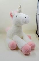 Lambs &amp; Ivy White &amp; Pink 12&quot; Unicorn Plush Stuffed Animal Lovey Embroidered Eyes - £11.95 GBP