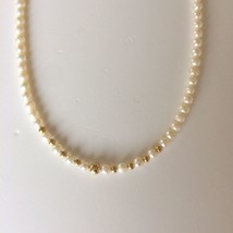 Women&#39;s Necklace 14k Yellow Gold Beads Natural Round Akoya Pearls 4.53 mm - $331.20