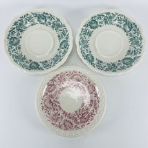 3 VTG Green Red Floral Syracuse China Restaurant Ware Saucers Plates Roxbury - £13.18 GBP