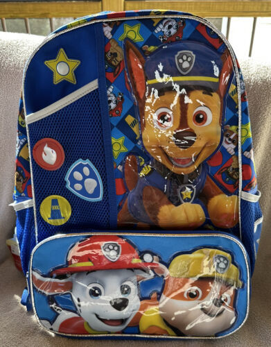 Nickelodeon Paw Patrol 17” Backpack Blue Chase Marshall Rubble Laptop Sleeve New - £14.96 GBP