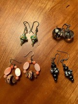 4 Pairs handmade lampwork bead earrings - $20.28