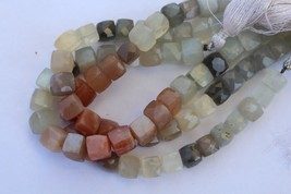 Natural, 8 inch long strand Multi Moonstone cubes, 8--9 mm app, moonstone gemsto - £23.97 GBP