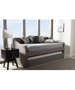 Beagan Gray Fabric Upholstered Daybed w/Guest Trundle Bed - $12,431.20 MXN