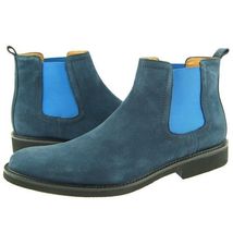 Blue Color Suede Leather Chelsea Jumper Slip Ons Party Wear Black Sole M... - £127.59 GBP