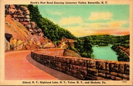 Hawk&#39;s Nest Road Delaware Valley Barryville New York NY Linen Postcard - £9.44 GBP