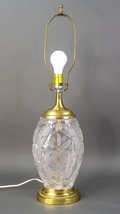 Dresden Signed Crystal Cut &amp; Brass Etched Floral Table Lamp Vintage - £110.84 GBP