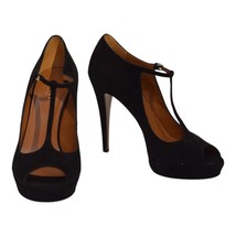 Gucci Black Suede Leather Mary Janes Peep toe Heel Platform Pumps sz 39,... - $226.71