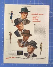 Vintage Print Ad Recognized Hatter Men&#39;s Hats 40s Dressed Women 13.5&quot; x ... - £12.12 GBP