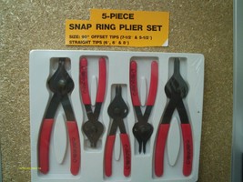 5 Piece Snap Ring Plier Set 5 1/2&quot; &amp; 7 1/2&quot; 90 degree offset tips New Sealed/Box - £15.73 GBP