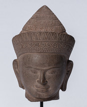 Ancien Banteay Srei Style Pierre Montage Khmer Bouddha Tête - 35cm/14 &quot; - £678.89 GBP