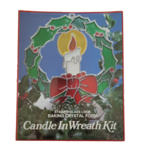Christmas Candle In Wreath Eze Form Baking Crystal Stained Glass Look Ki... - $29.99
