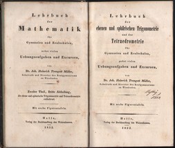1852 Lehrbuch Trigonometrie Traugott Muller Mathematics Textbook Illustrated - £120.64 GBP