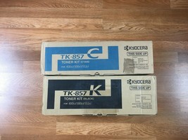 Lot of 2 OEM Kyocera TK-857 Cyan &amp; Black Toners for 400ci/500ci/552ci - £108.54 GBP