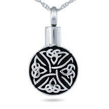 Round Celtic Cross Stainless Steel Pendant/Necklace Cremation Urn for Ashes - £47.20 GBP